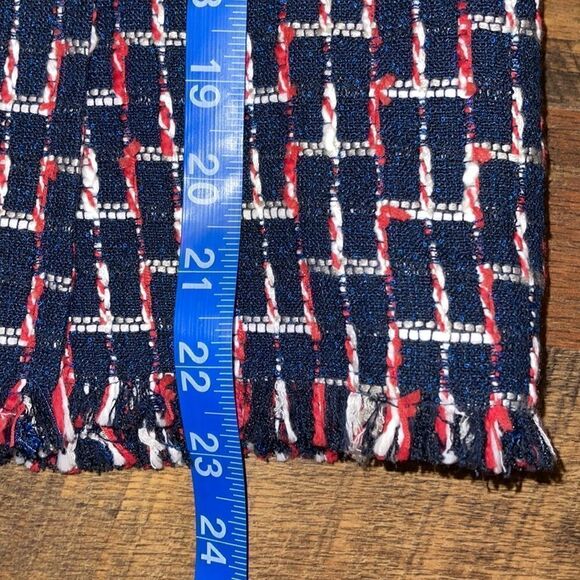 TALBOTS Boucle Navy White, Blue & Red Wrap Skirt With Slit - Picture 12 of 16